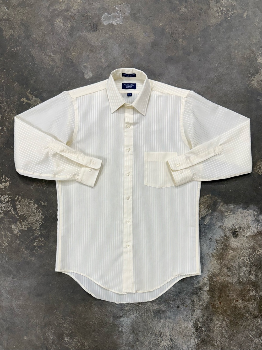 Vintage 60s Arrow Paddock Club Cream Stripe Dress Shirt 15-32
